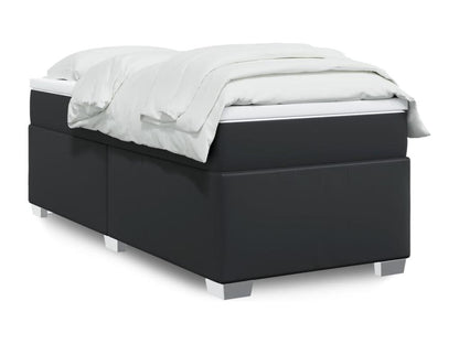 Meublori bed base with black 90x190 cm faux leather mattress