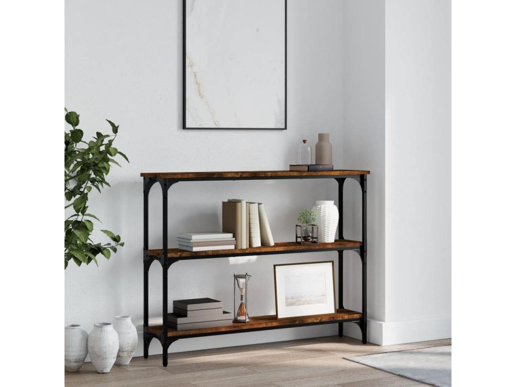 Smoked oak console table 100x22.5x75 engineered wood PGHX69294