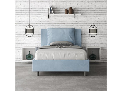 Single bed without slatted base, upholstered, 120x190 cm, light blue microfiber, Laviecasa IUTJ25495