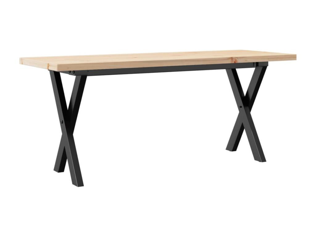 Coffee table with X-frame, 110x40x45.5 cm, solid pine wood and steel