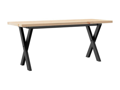 Coffee table with X-frame, 110x40x45.5 cm, solid pine wood and steel