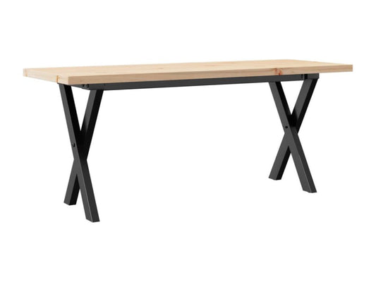 Coffee table with X-frame, 110x40x45.5 cm, solid pine wood and steel