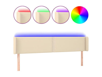 Cream LED Headboard 163x16x78/88 cm Fabric UJWL96472