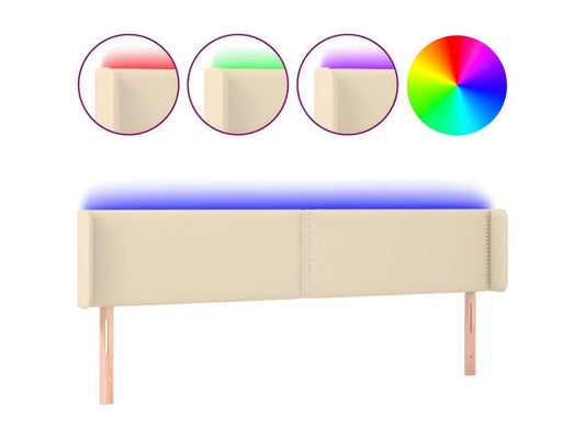 Cream LED Headboard 163x16x78/88 cm Fabric UJWL96472
