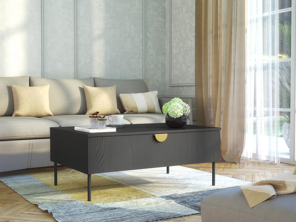 Coffee table with 1 door - Black and gold - Laviecasa ZDBS05517