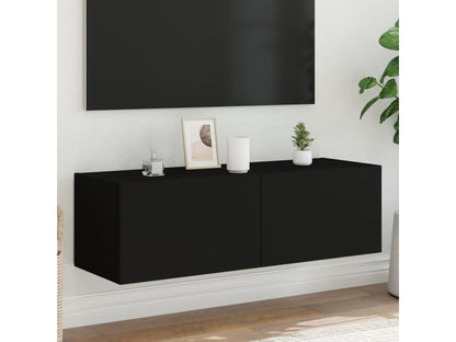 Wall-mounted TV unit with Laviecasaères LED lighting, black, 100x35x31 cm, RPMB73297