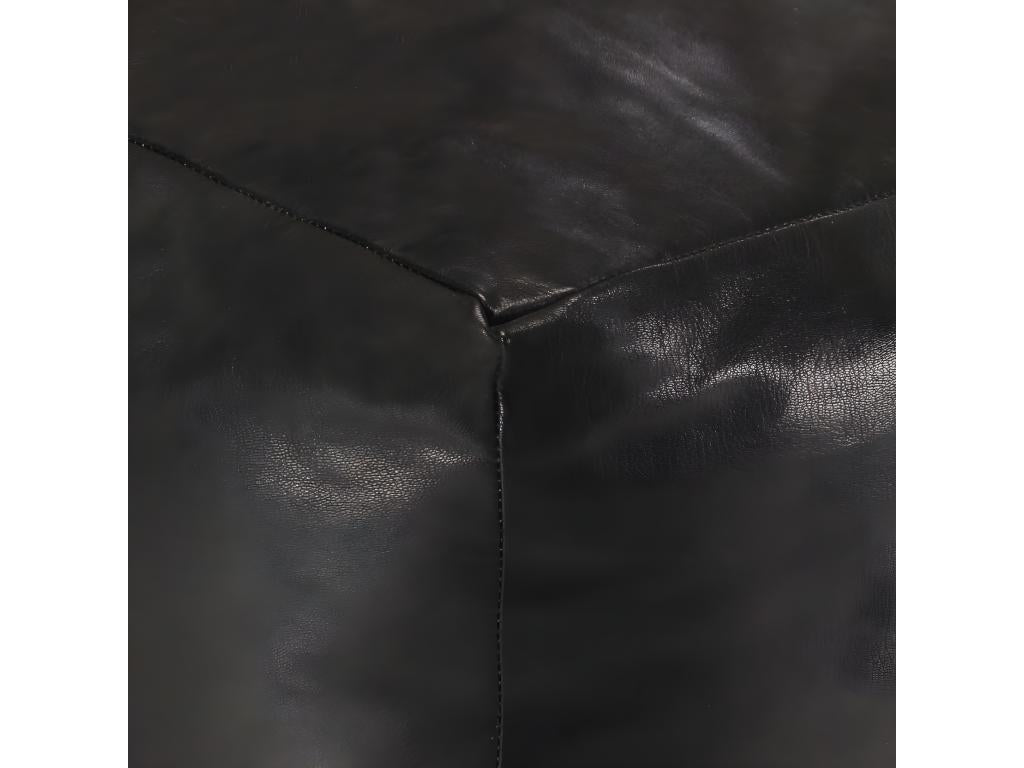 Pouf 40x40x40 cm Black Genuine Goatskin Leather GOSM90118