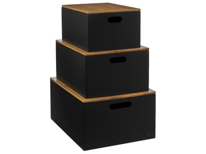 Set of 3 Wooden Storage Boxes with Lids Laviecasa XKTA49098