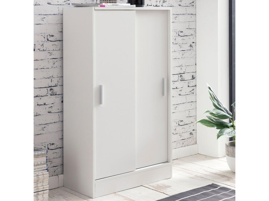 Chest of drawers with 2 doors, 60x107.5x28.5 cm, White, Sideboard/Cabinet