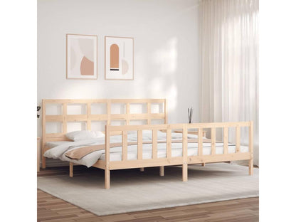 Bed frame with headboard 200x200 cm solid wood PULO88682