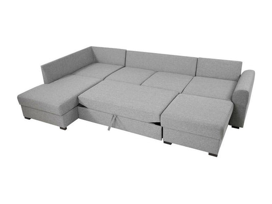 Meublori 189 Grey Corner Sofa with Sleeping Function and Bedding Box, 305x188x85cm