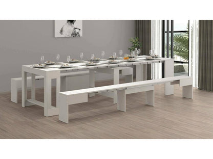 Laviecasa Table and Chair Set, Versatile Composition, Set with Console and 2 Extendable Benches, Made in Italy, 66x25h45 cm, White, DQXV63531