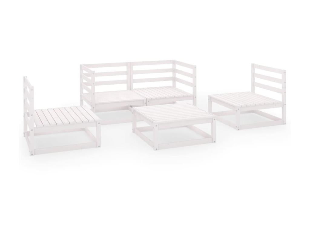 5-piece garden furniture set, white, solid pine wood, 16 GETK26876