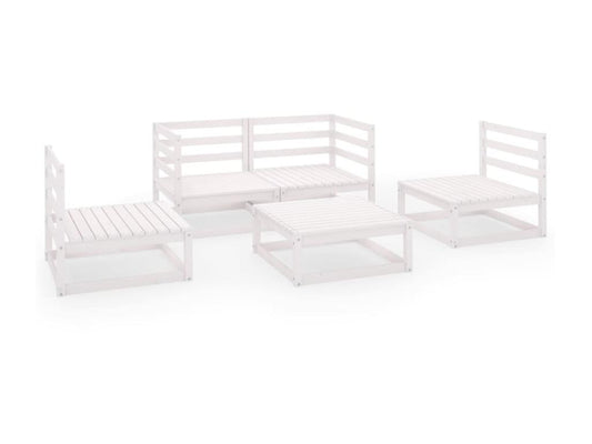 5-piece garden furniture set, white, solid pine wood, 16 GETK26876