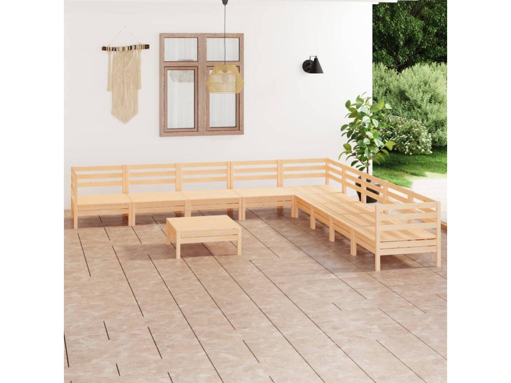 10-piece garden furniture set, solid pine wood, ODTR22090