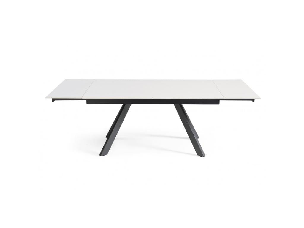 Extendable table 160/240 cm, white ceramic, 4 angled legs - Meublori 08