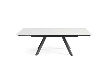 Extendable table 160/240 cm, white ceramic, 4 angled legs - Meublori 08