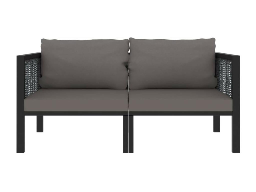 2-seater sofa with cushions, anthracite, woven resin, WLBT89557