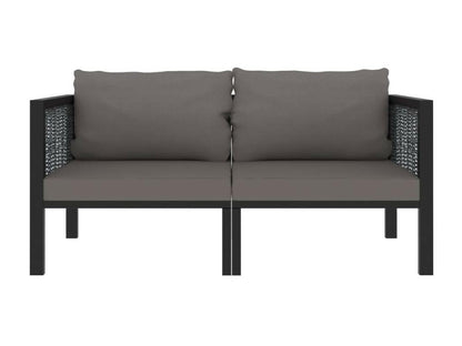 2-seater sofa with cushions, anthracite, woven resin, WLBT89557