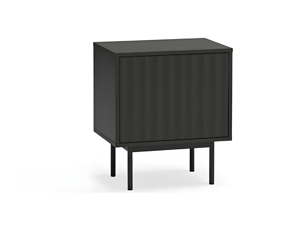 Laviecasa - Bedside table with 1 door and 2 drawers in wood, color - Black XVPK28312