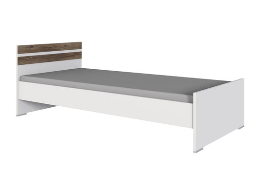 Children's bed in white with Flagstaff oak-effect trim - L- 204 x H- 71 x W 96 cm