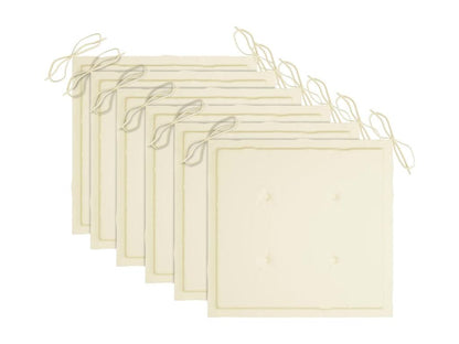 Garden chairs with cream cushions, 6 pcs, solid teak wood, 2