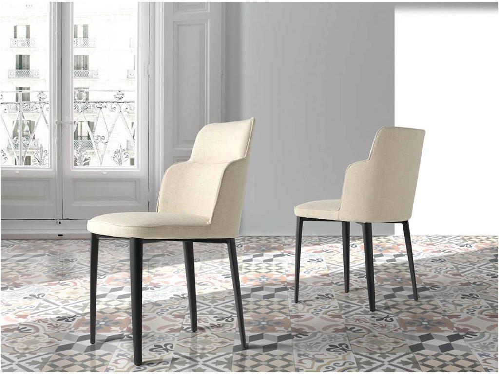 Meublori fabric chair with steel legs - set of 2 - Meublori color 63