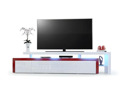 Bordeaux and White Lacquered TV Stand with LED Lighting 52x227x35 cm RFJU39269