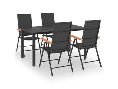 5-piece garden dining set, black and brown, 3