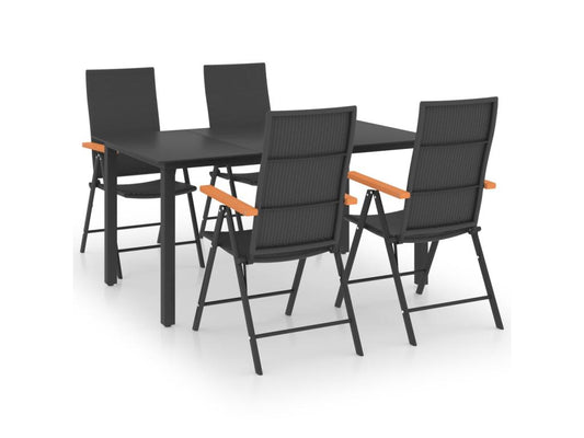 5-piece garden dining set, black and brown, 3