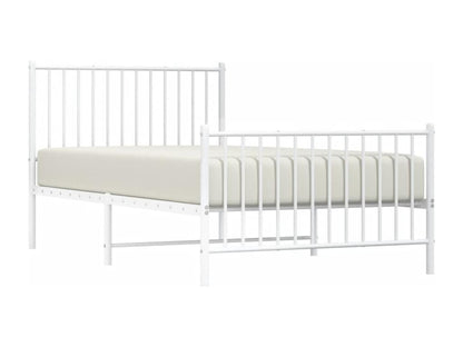 Metal bed frame with headboard and footboard, white, 100x190 cm, GAFO67303