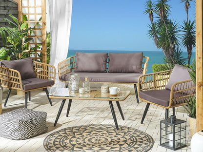 Laviecasa Beige 4-Seater Garden Furniture Set with Table ZJYN15185