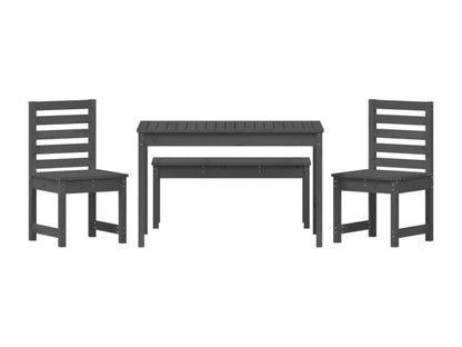 4-piece garden dining set, grey solid pine wood MRID71118