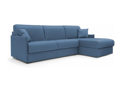 Meublori Convertible Corner Sofa in Waterproof Fabric T02 272 cm Left-Hand Facing Matte - 160x197 Blue