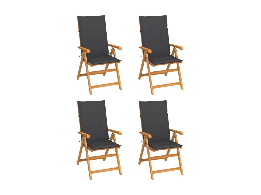 Set of 4 garden chairs with cushions, anthracite, solid teak