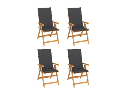 Set of 4 garden chairs with cushions, anthracite, solid teak