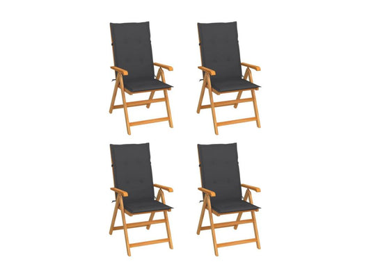 Set of 4 garden chairs with cushions, anthracite, solid teak