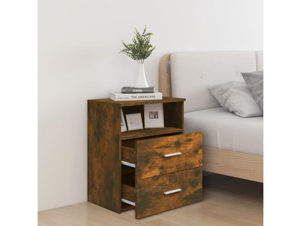 Set of 2 bedside tables, smoked oak, 50x32x60 cm