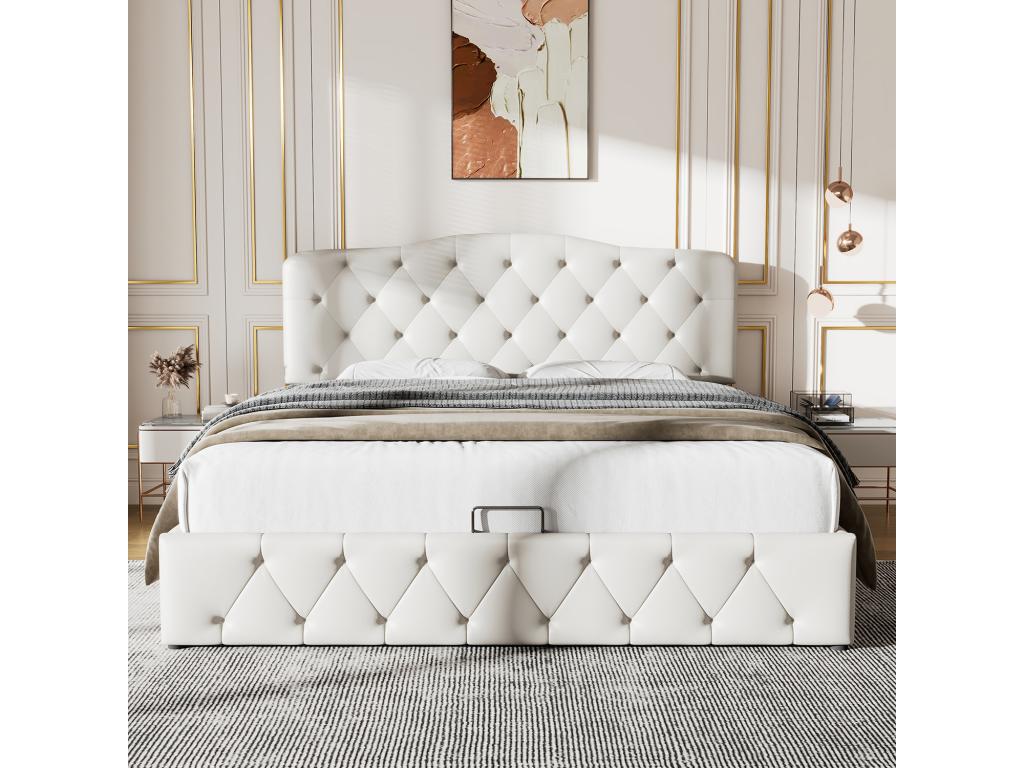Storage bed - 140x200cm - white - Meublori