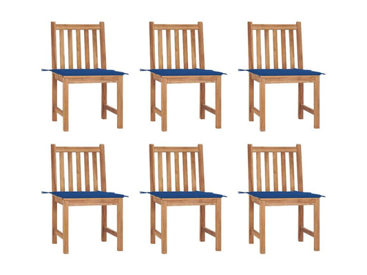 6-piece garden chair set with cushions, solid teak wood