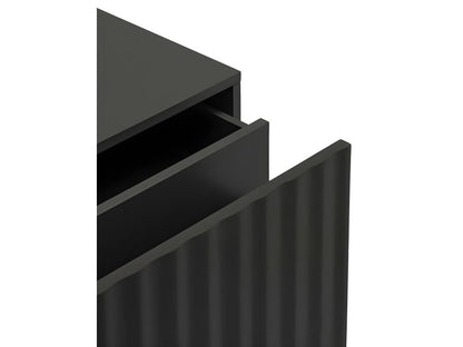 Laviecasa - Bedside table with 1 door and 2 drawers in wood, color - Black XVPK28312