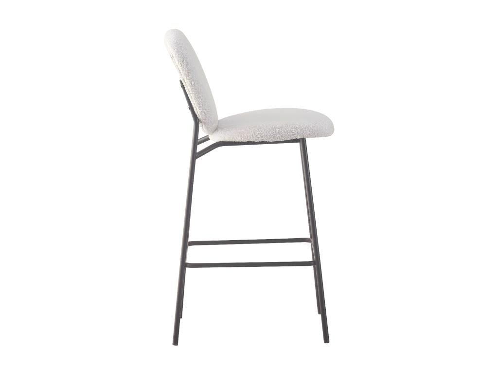 Meubiana - Set of 2 bar stools in bouclé fabric and metal, 75cm - Ecru