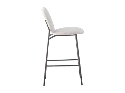 Meubiana - Set of 2 bar stools in bouclé fabric and metal, 75cm - Ecru