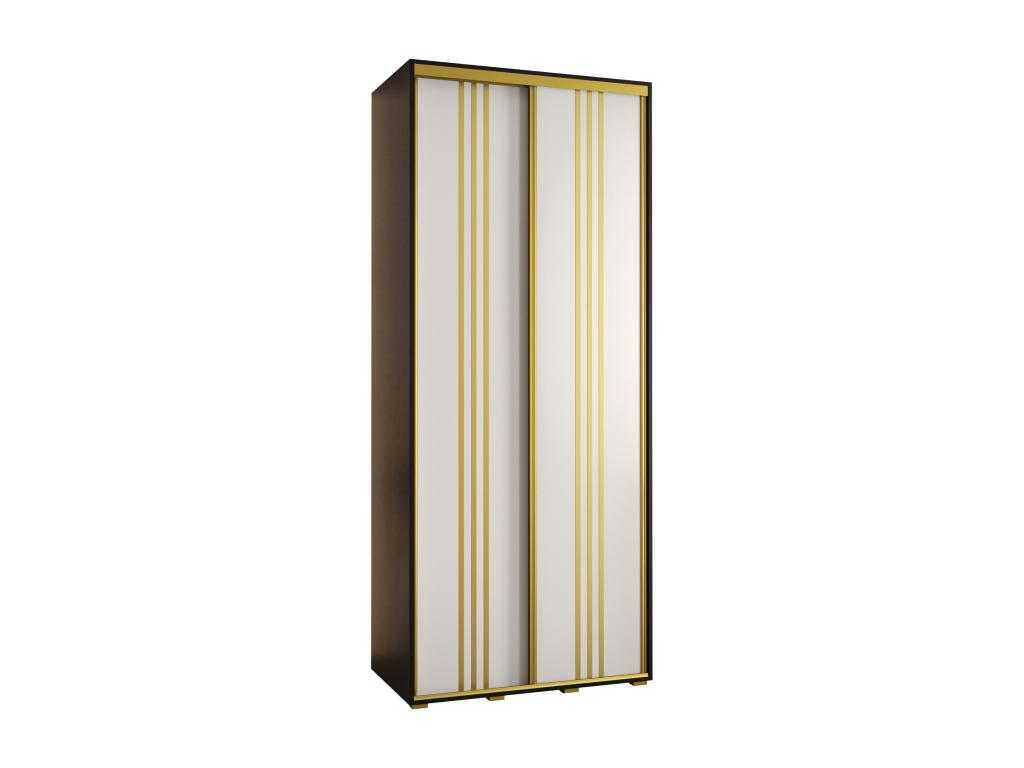 Meublori 6 Sliding Door Wardrobe 235.2/110/60 2 Doors Black/White/Gold