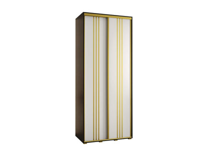 Meublori 6 Sliding Door Wardrobe 235.2/110/60 2 Doors Black/White/Gold