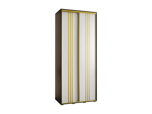 Meublori 6 Sliding Door Wardrobe 235.2/110/60 2 Doors Black/White/Gold