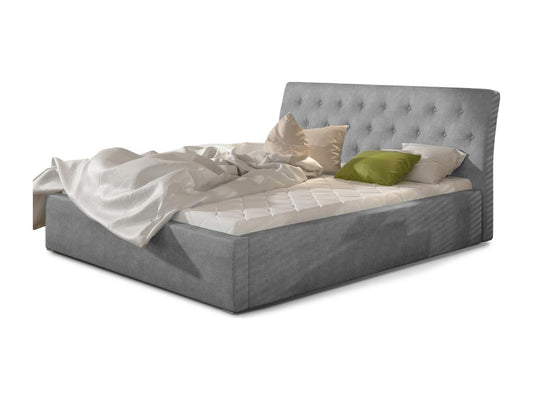 Venizia tufted velvet bed - Light Grey - 180x200 - Storage version