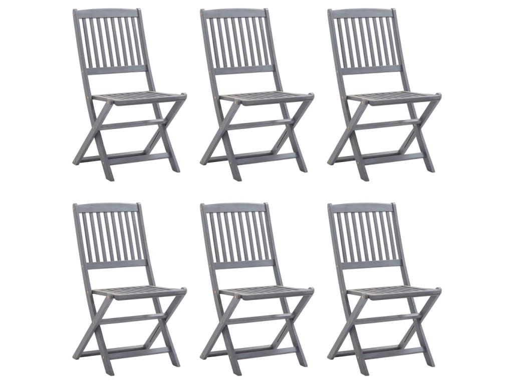 6-Piece Outdoor Folding Chairs, Solid Wood Furniture 3
