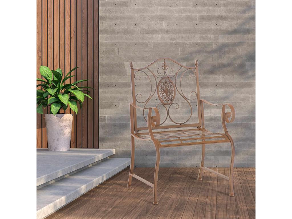 Set of 2 Garden Chairs - Metal / Metal - Antique Brown - Punjab