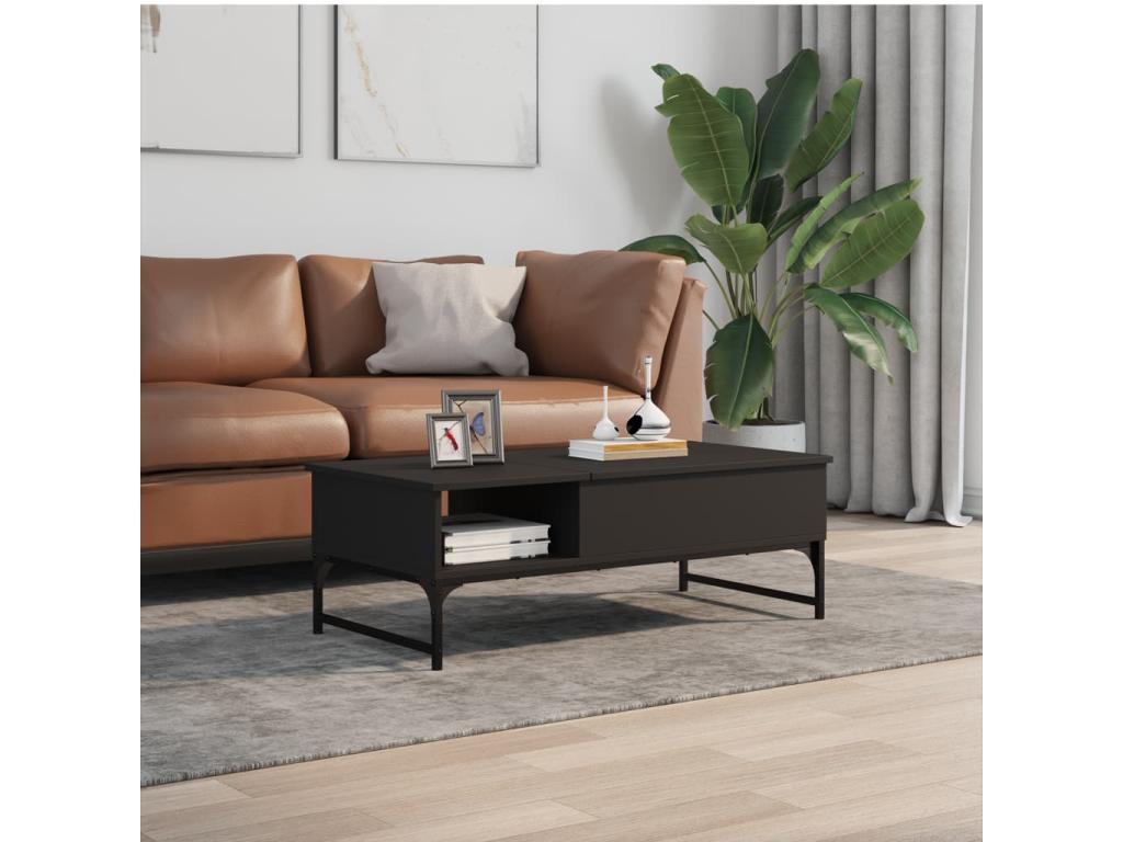 Black coffee table 100x50x35 cm engineered wood and metal KSYR82492